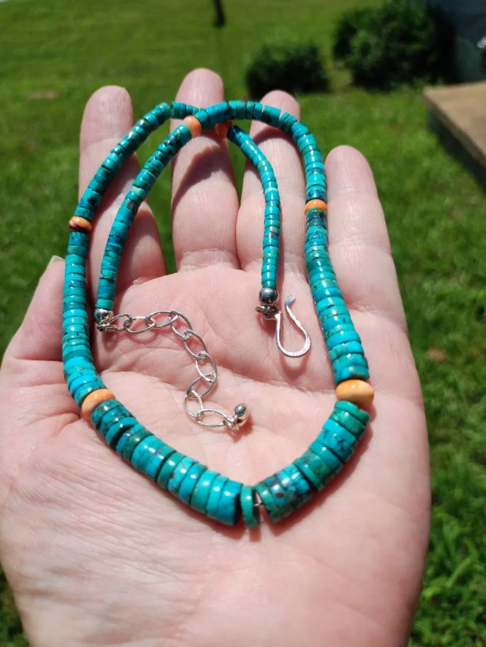 Jay King DTR Turquoise and spiny oyster necklace 925 Sterling Silver Southwester - Picture 12 of 12